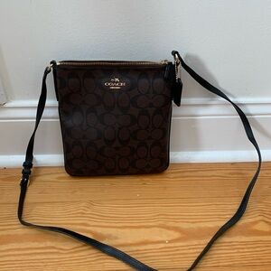 Coach Brown and Black Messenger Bag Signature Design